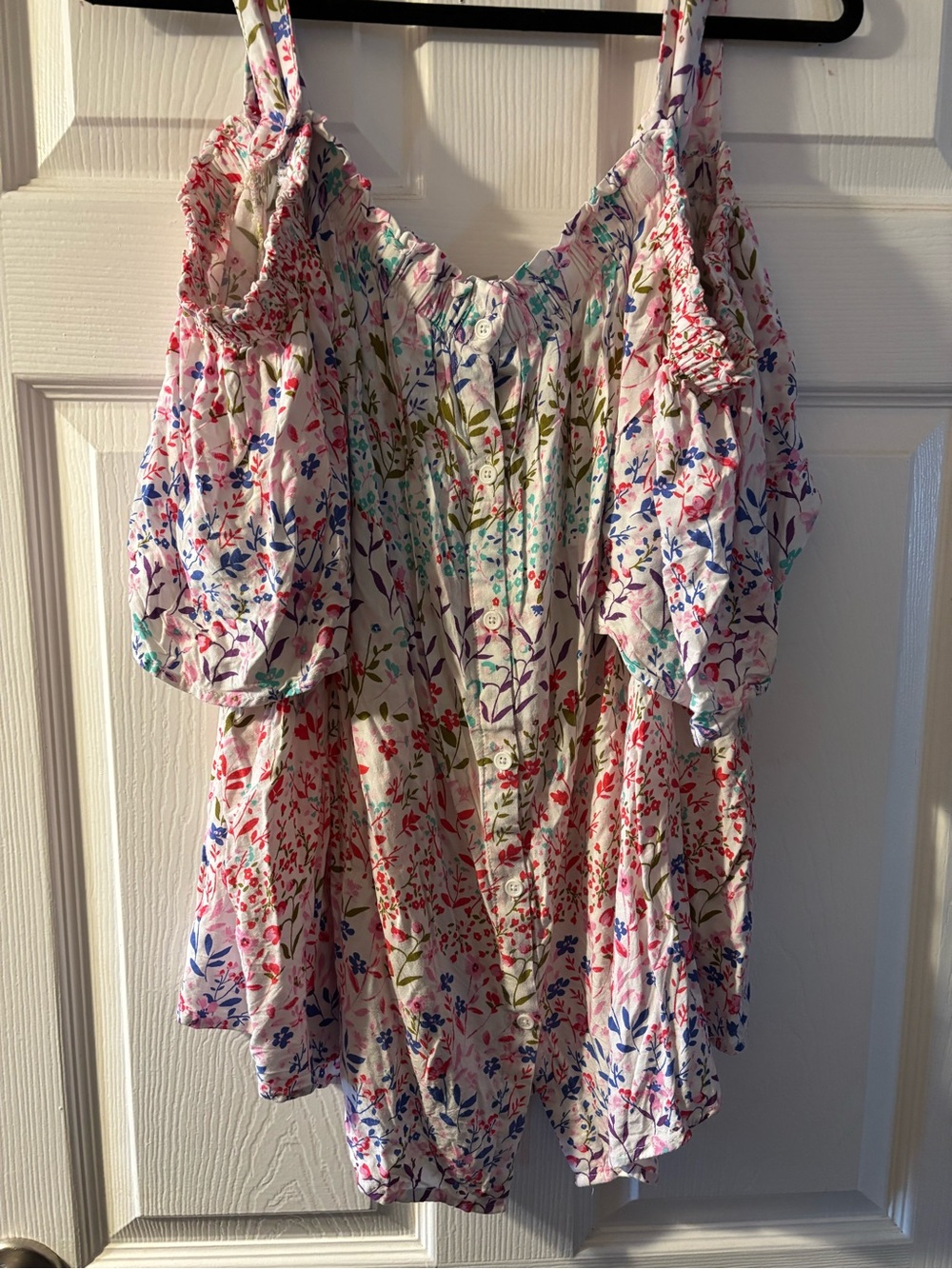 Floral Off-Shoulder Women's Top - White Multi